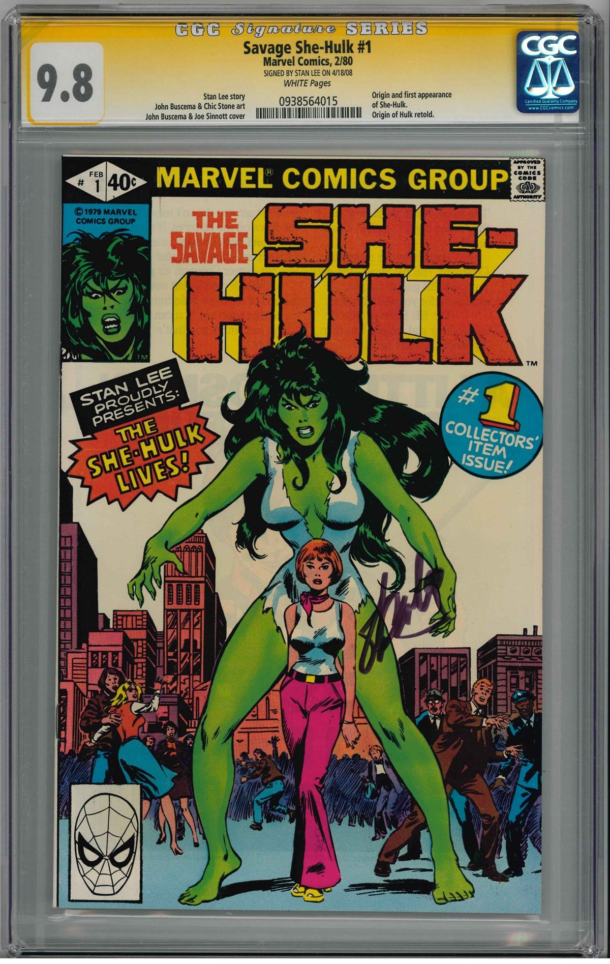 CGC SAVAGE SHE-HULK (1980) #1 (9.8) SIGNATURE SERIES - SIGNED BY STAN LEE
