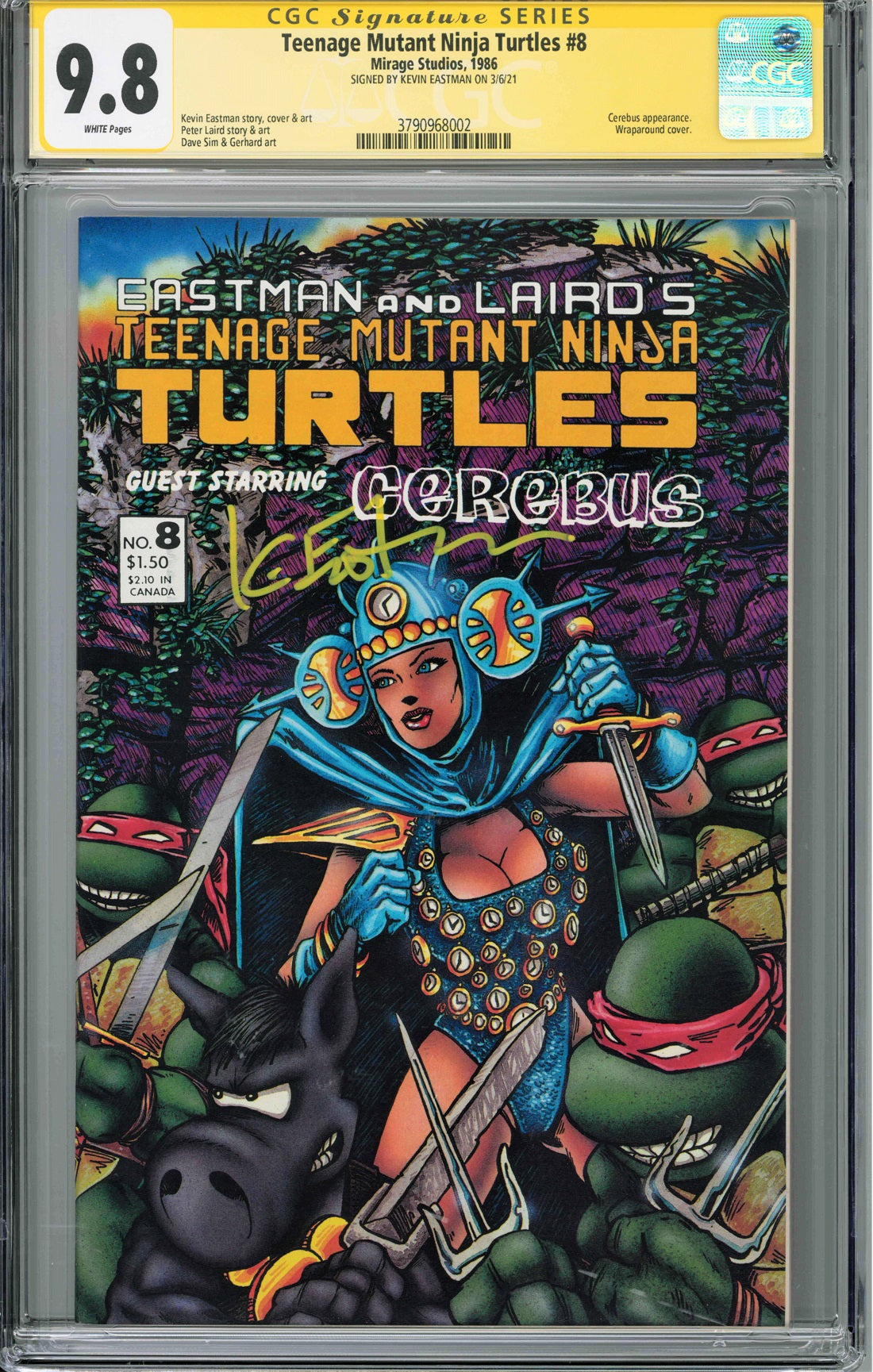 CGC TEENAGE MUTANT NINJA TURTLES #8 (9.8) SIGNATURE SERIES - SIGNED BY KEVIN EASTMAN