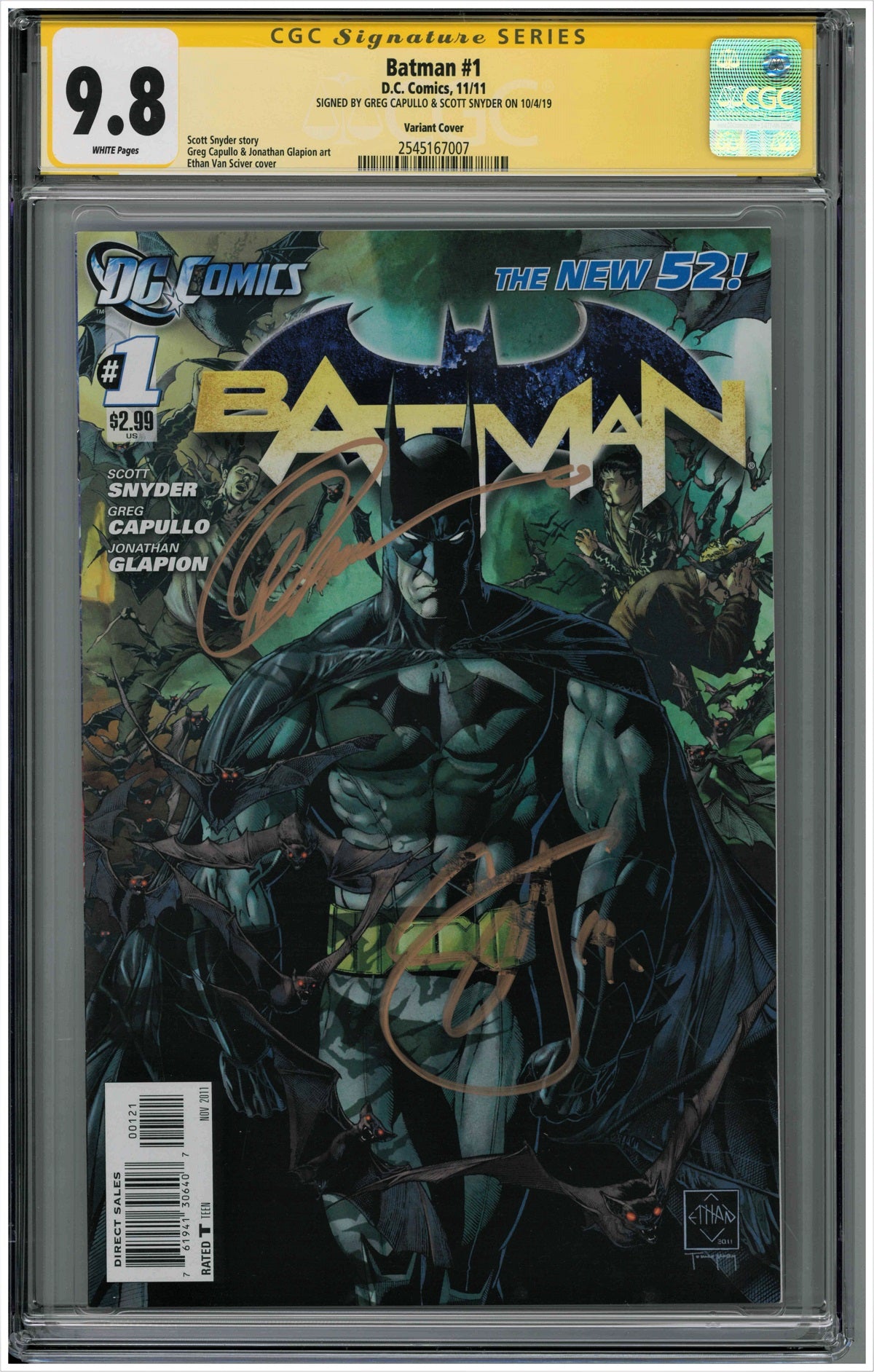 CGC BATMAN (2011) #1 VARIANT COVER (9.8) SIGNATURE SERIES - SIGNED BY GREG CAPULLO & SCOTT SNYDER