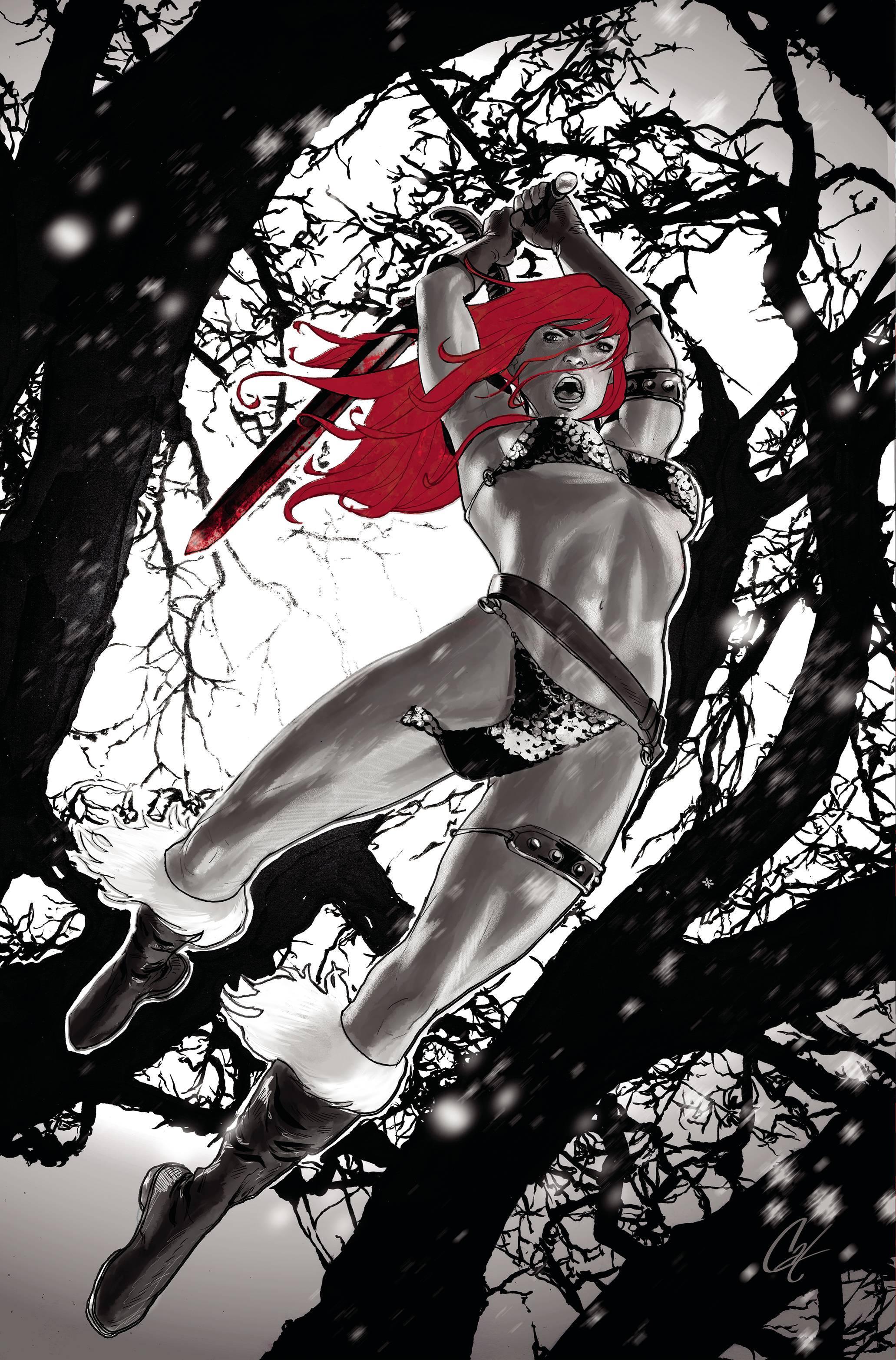 RED SONJA BLACK WHITE RED #4 CVR L 7 COPY FOC INCV STAGGS VI - Kings Comics