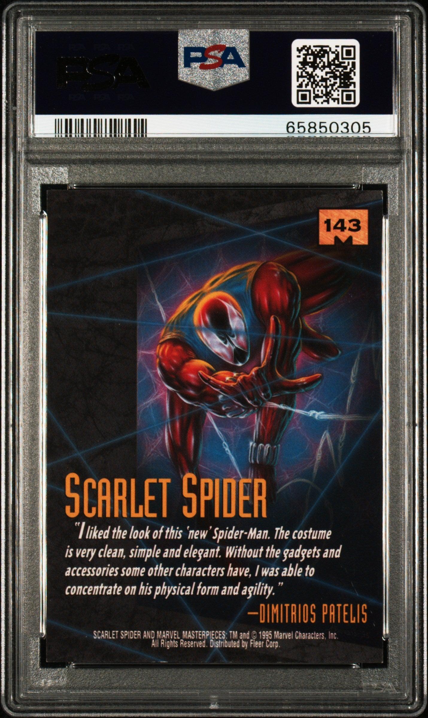 1995 MARVEL MASTERPIECES #143 SCARLET SPIDER EMOTION SIGNATURE SERIES PSA 8 - Kings Comics