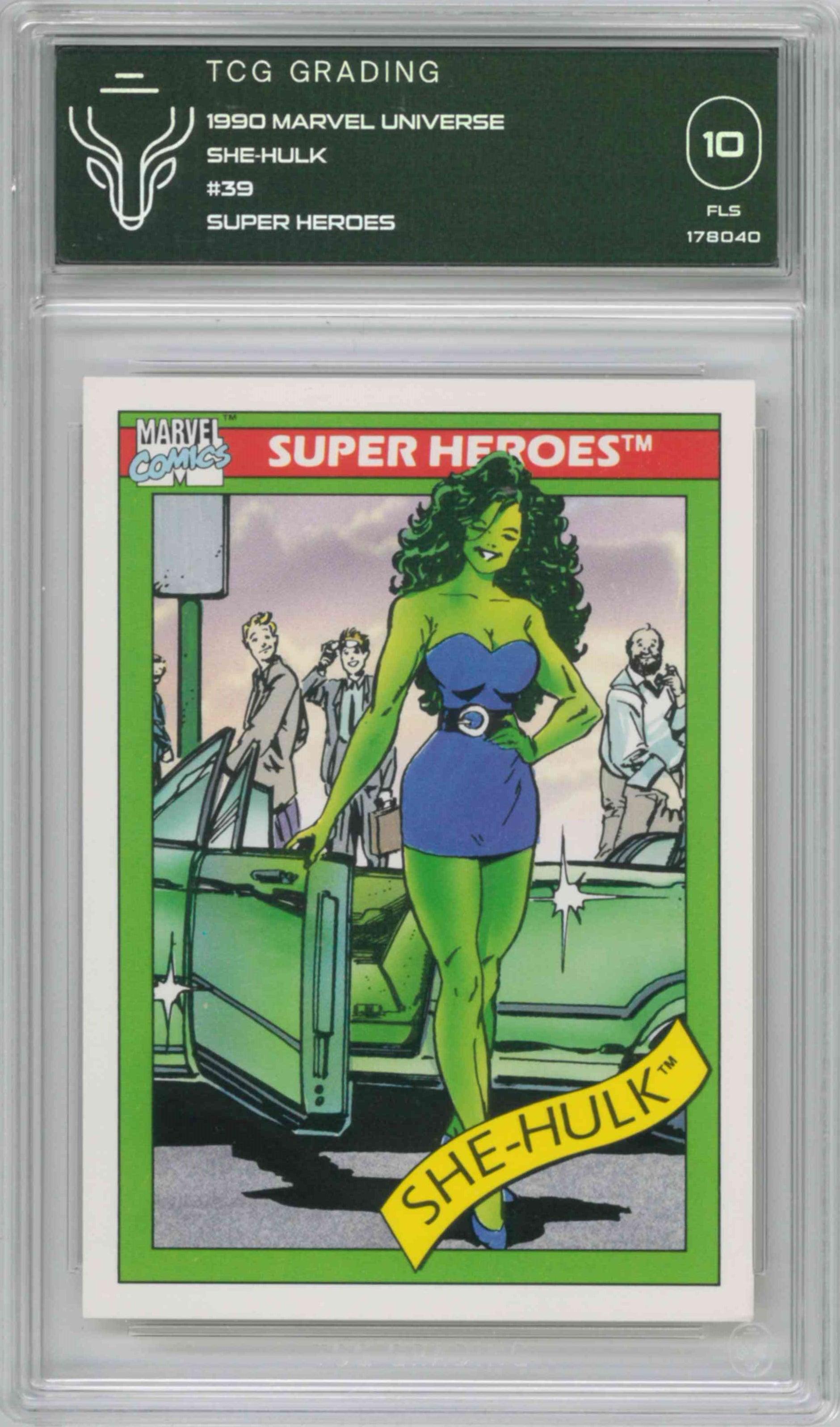 1990 MARVEL UNIVERSE SHE-HULK SUPER HEROES TCG GRADED 10 - Kings Comics