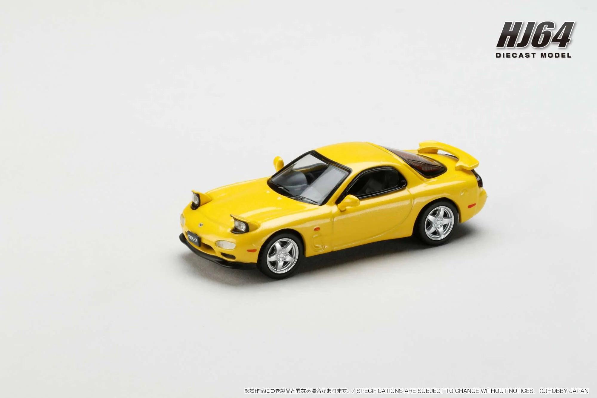 HOBBY JAPAN 1/64 MAZDA EFINI RX-7 (FD3S) COMPETITION YELLOW MICA - Kings Comics