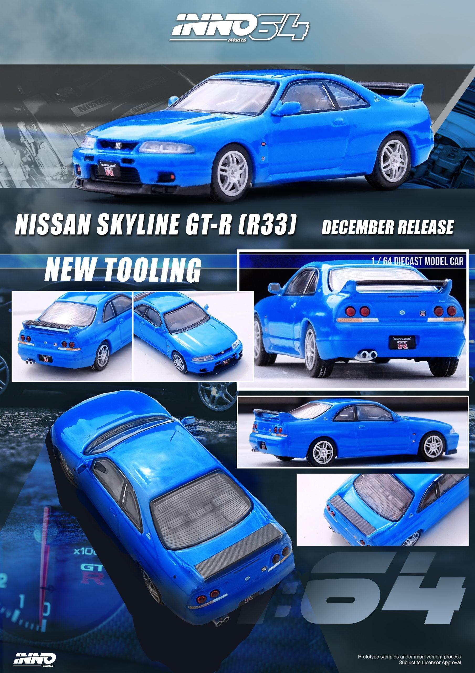 INNO64 1/64 NISSAN SKYLINE GTR R33 BAYSIDE BLUE - Kings Comics
