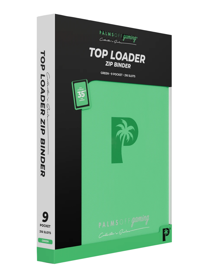 PALMS OFF GAMING COLLECTORS SERIES 9 POCKET GREEN ZIP TOP LOADER BINDER