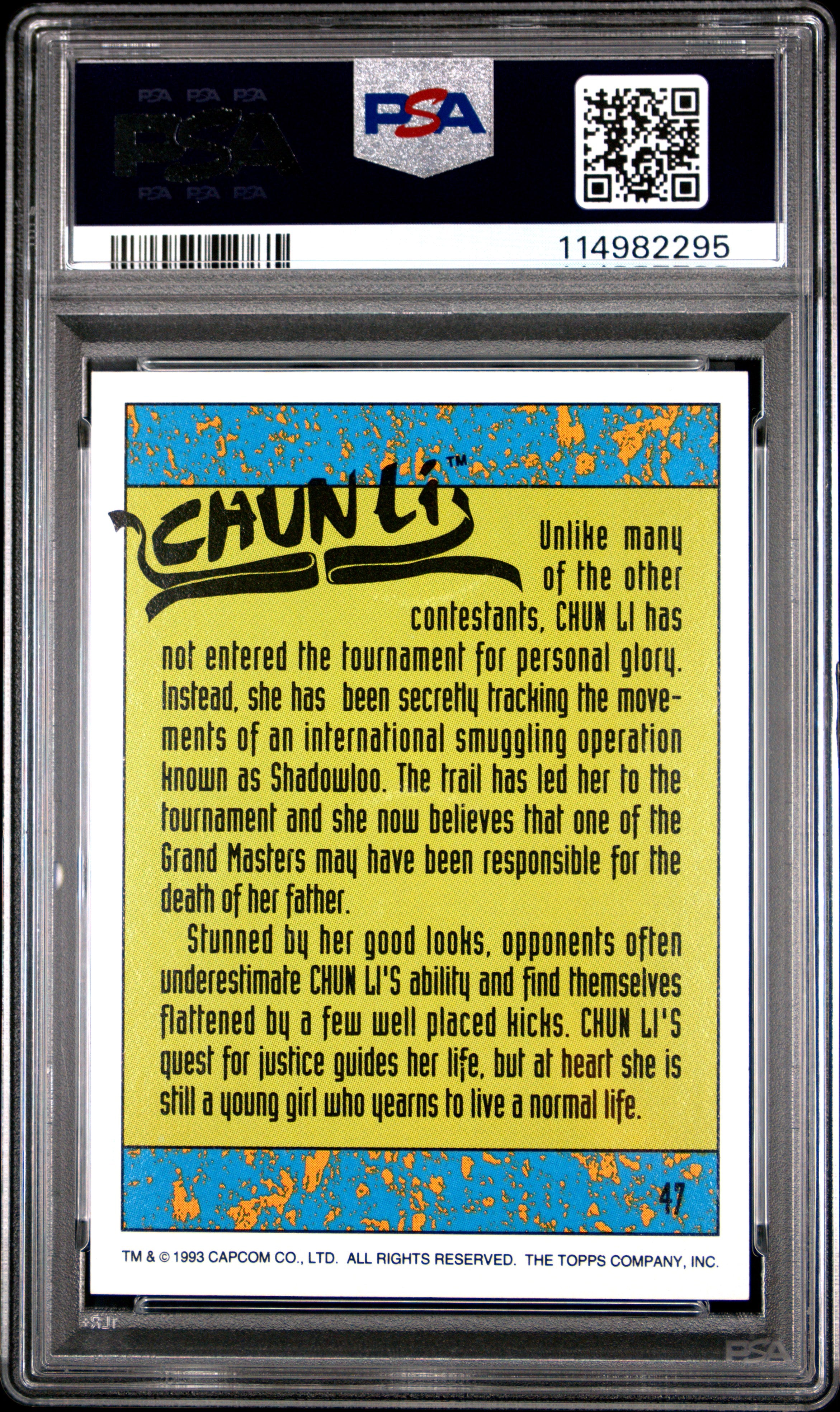 1993 TOPPS STREET FIGHTER II #47 CHUN LI PSA 10 RC