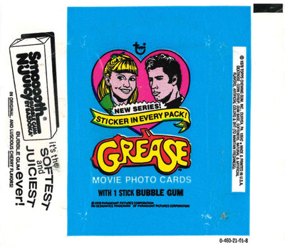 1978 TOPPS GREASE BLUE EMPTY WRAPPER - SMOOTH N' JUICY
