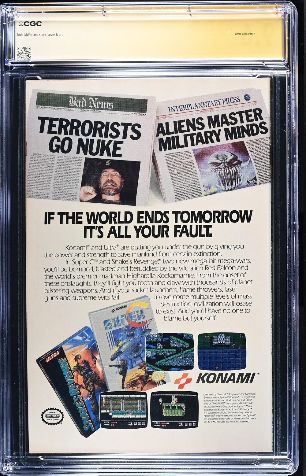 CGC SPIDER-MAN (1990) #1 (9.6) SIGNATURE SERIES - SIGNED BY TODD MCFARLANE