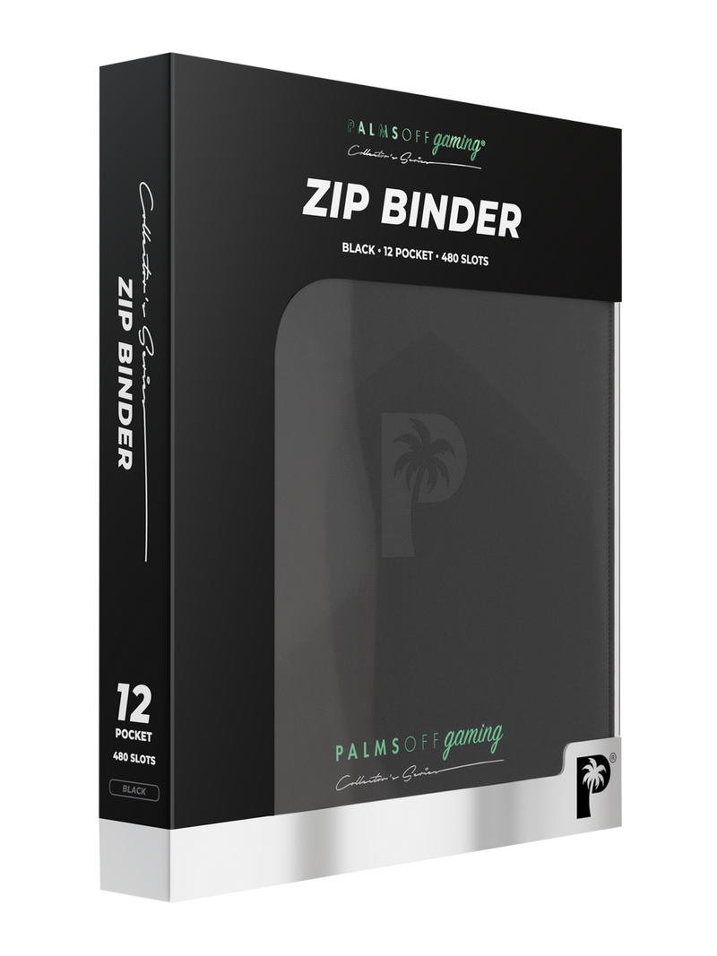 PALMS OFF GAMING COLLECTORS SERIES 12 POCKET BLACK ZIP TRADING CARD BINDER