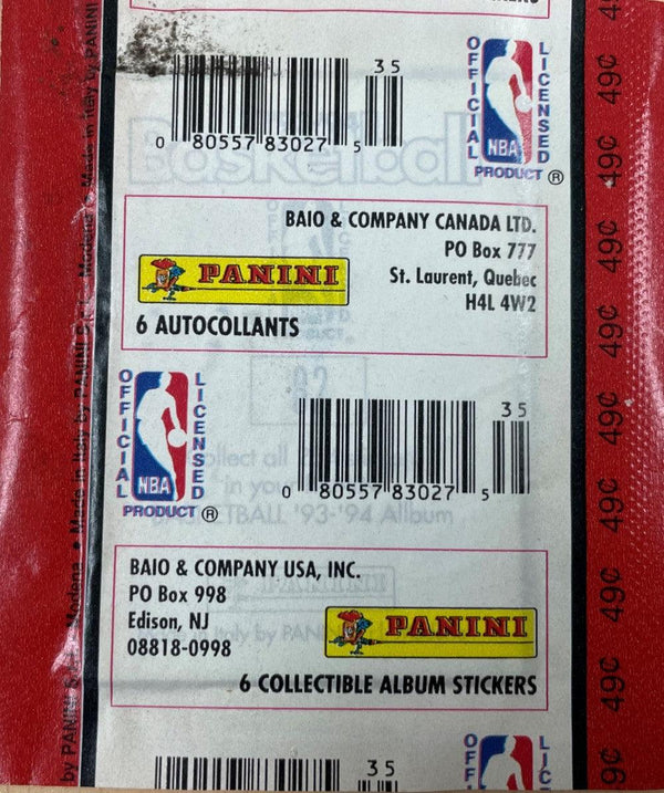 '93-'94 PANINI BASKETBALL STICKER PACK - 6 STICKERS