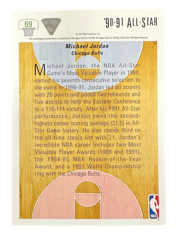 1991-92 UPPER DECK BASKETBALL #69 MICHAEL JORDAN EAST ALL-STAR