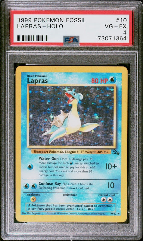 1999 POKEMON FOSSIL LAPRAS-HOLO #10 PSA 4