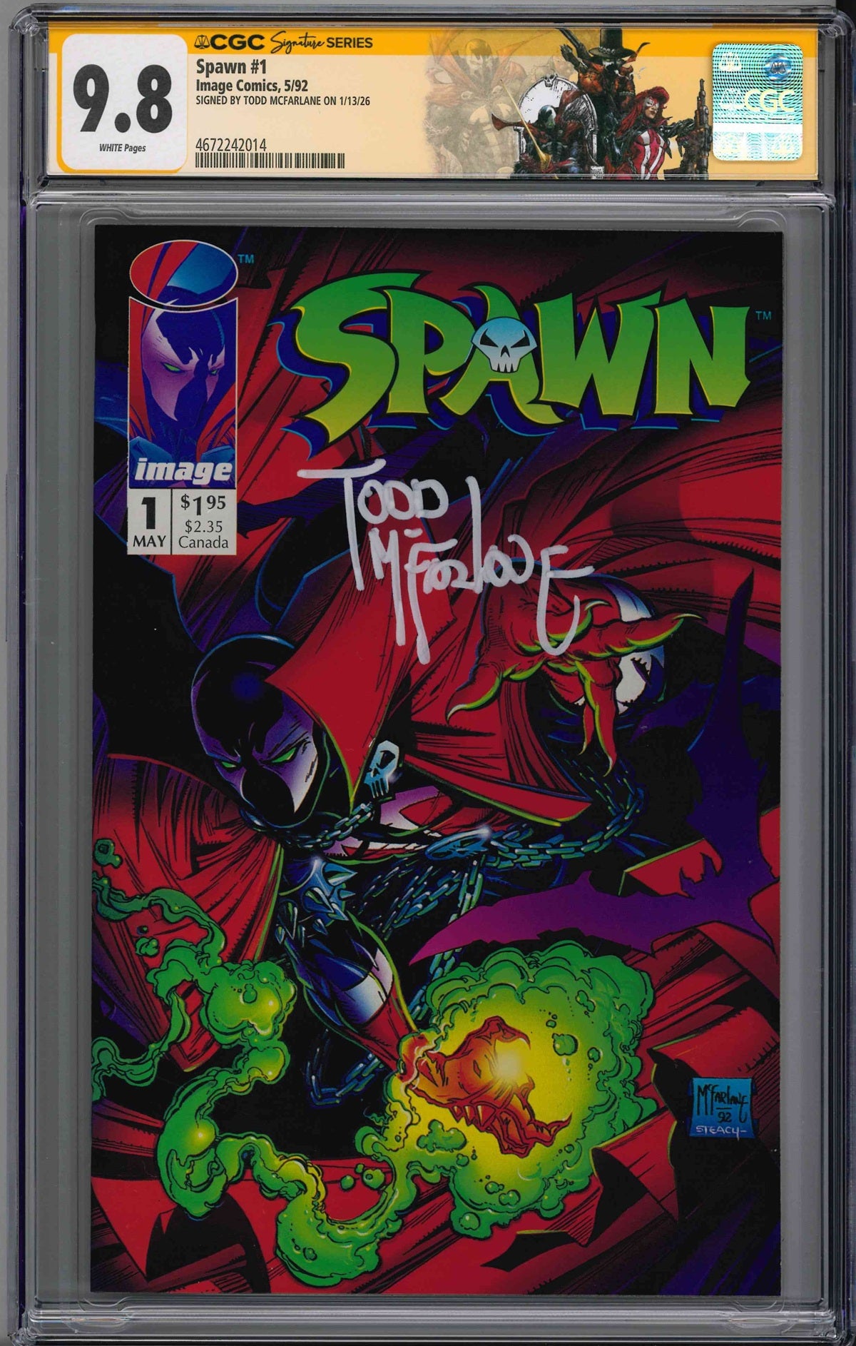 CGC SPAWN (1992) #1 (9.8) SIGNATURE SERIES - SIGNED BY TODD MCFARLANE
