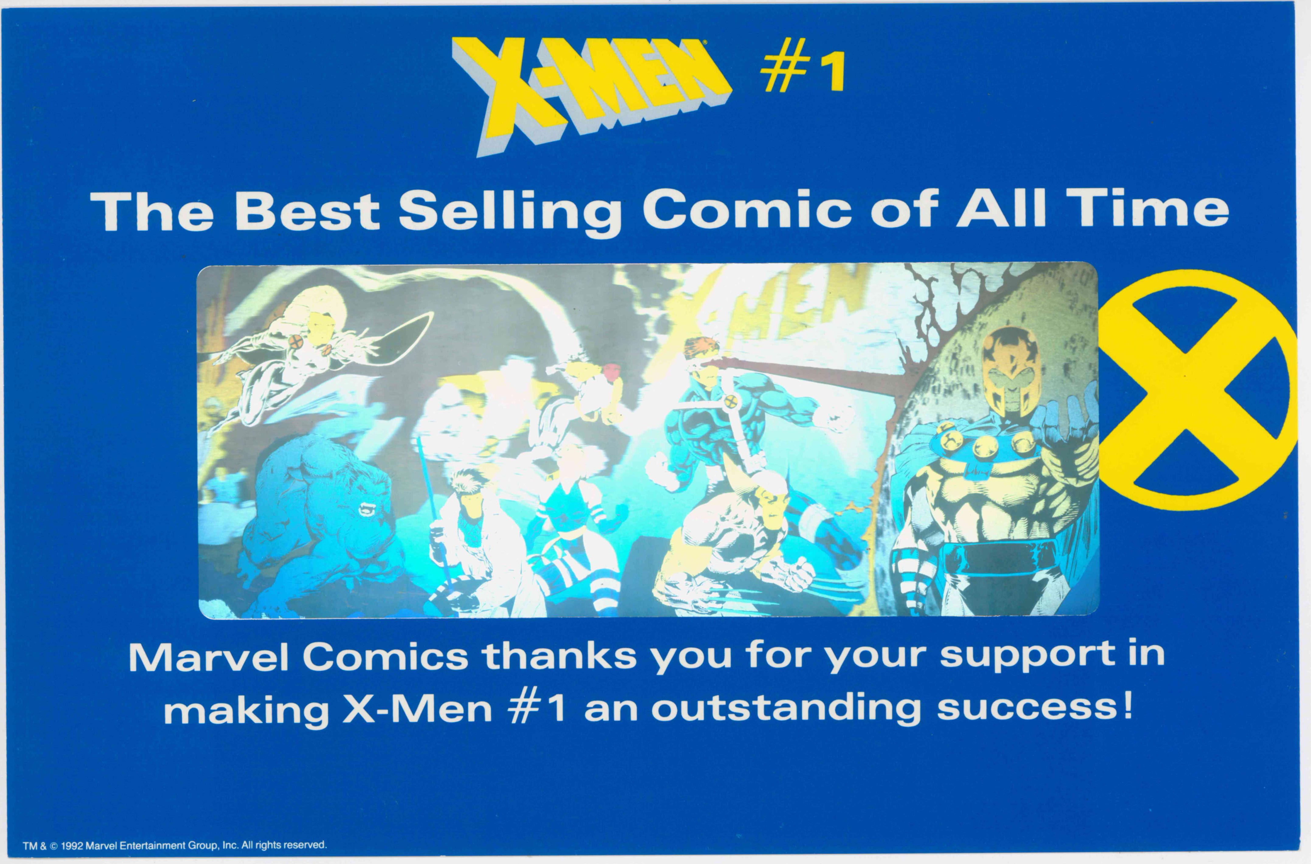X-MEN (1991) #1 RETAILER THANK YOU HOLO ON CARD (SILVER) (VF)