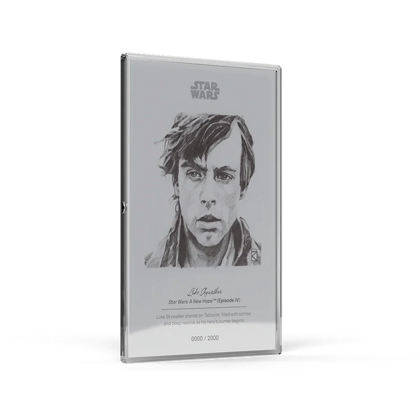 STAR WARS SKETCH ART - LUKE SKYWALKER 5g SILVER COLLECTIBLE FOIL