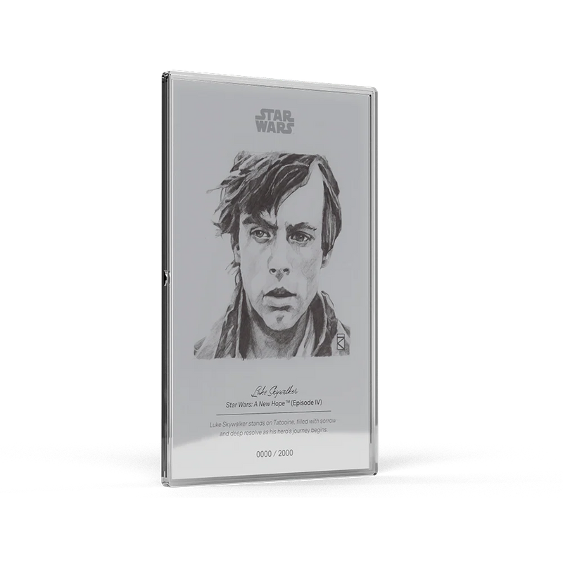 STAR WARS SKETCH ART - LUKE SKYWALKER 5g SILVER COLLECTIBLE FOIL