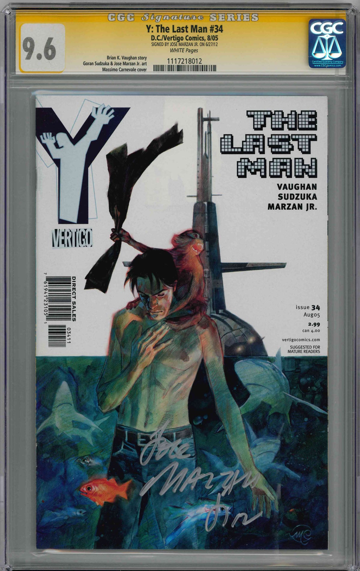CGC Y: THE LAST MAN (2002) #34 (9.6) SIGNATURE SERIES - SIGNED BY JOSE MARZAN JR