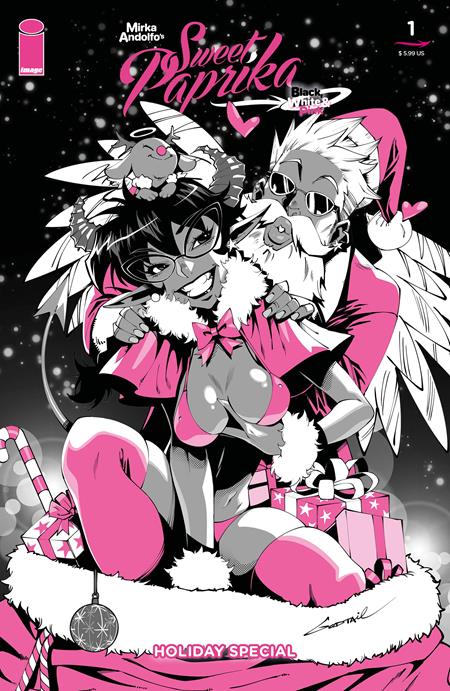 MIRKA ANDOLFOS SWEET PAPRIKA BLACK WHITE & PINK HOLIDAY SPECIAL (2025) #1 (ONE SHOT) CVR B GODTAIL