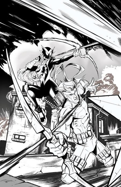 INFERNO GIRL RED BOOK TWO (2025) #1 CVR E DANIEL BAYLISS YOUNGBLOOD TEAM UP B&W VIRGIN VAR