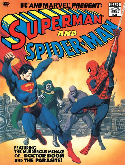 MARVEL TREASURY EDITION (1974) #28 FACSIMILE EDITION (2026) DC AND MARVEL PRESENT SUPERMAN AND SPIDER-MAN CVR C JOHN ROMITA SR & BOB LARKIN FOIL VAR