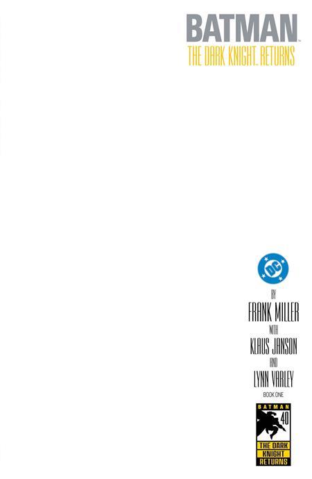 BATMAN THE DARK KNIGHT RETURNS (1986) #1 FACSIMILE EDITION (2026) CVR E BLANK CARD STOCK VAR