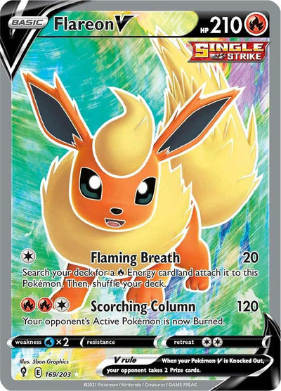 POKEMON TCG: EVOLVING SKIES FLAREON V (FULL ART) 169/203 ULTRA RARE