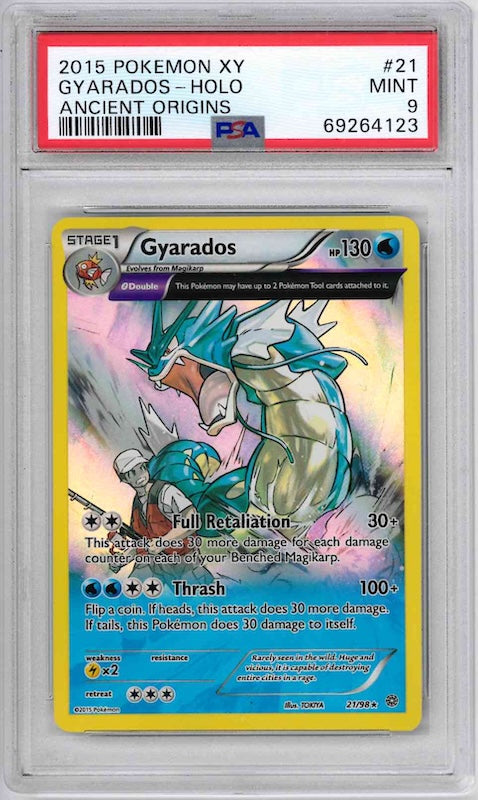 2015 POKEMON XY ANCIENT ORIGINS GYARADOS HOLO #21 PSA 9