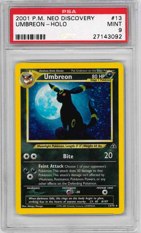 2001 POKEMON NEO DISCOVERY UMBREON HOLO #13 PSA 9
