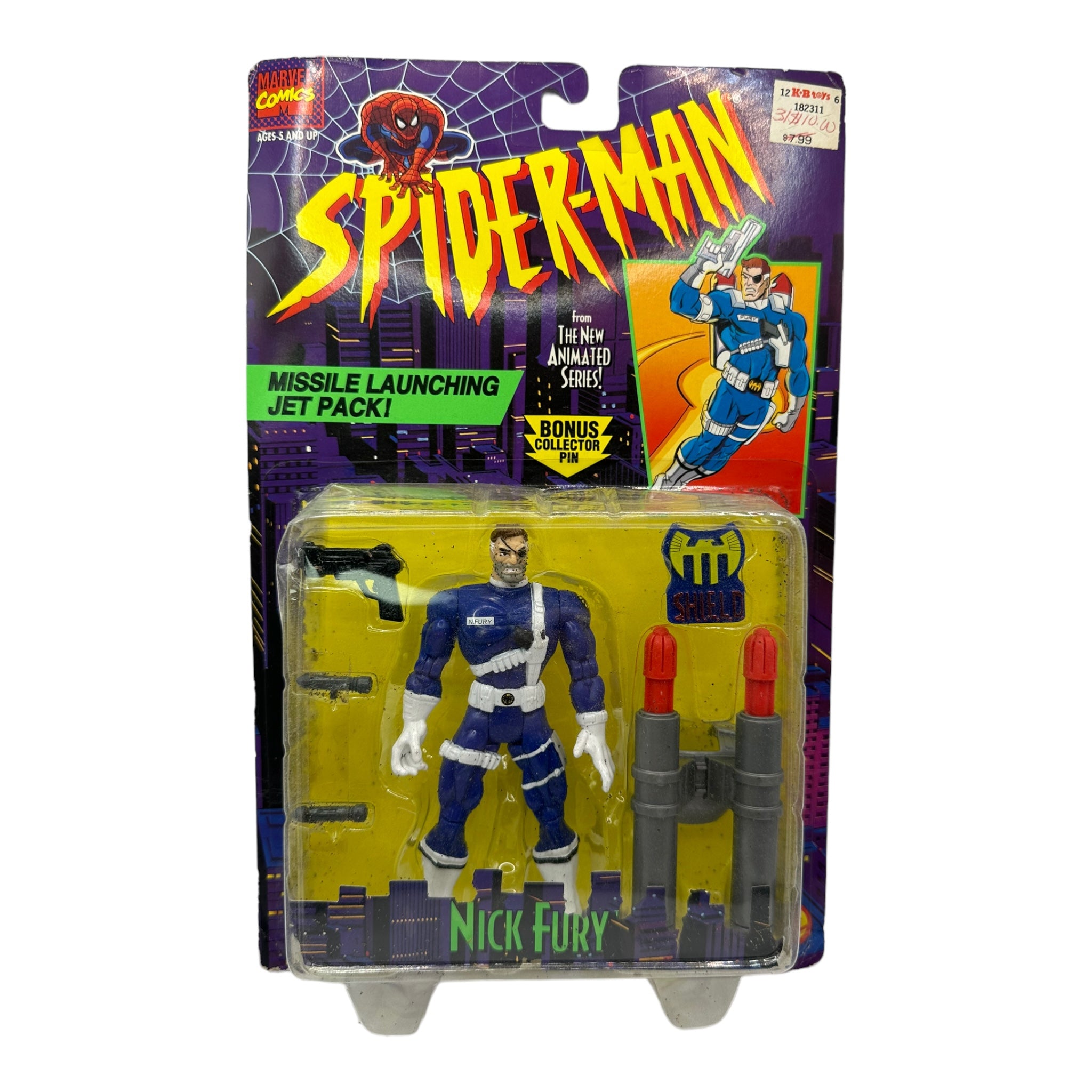 1995 TOYBIZ SPIDER-MAN ANIMATED SERIES 5 NICK FURY AF