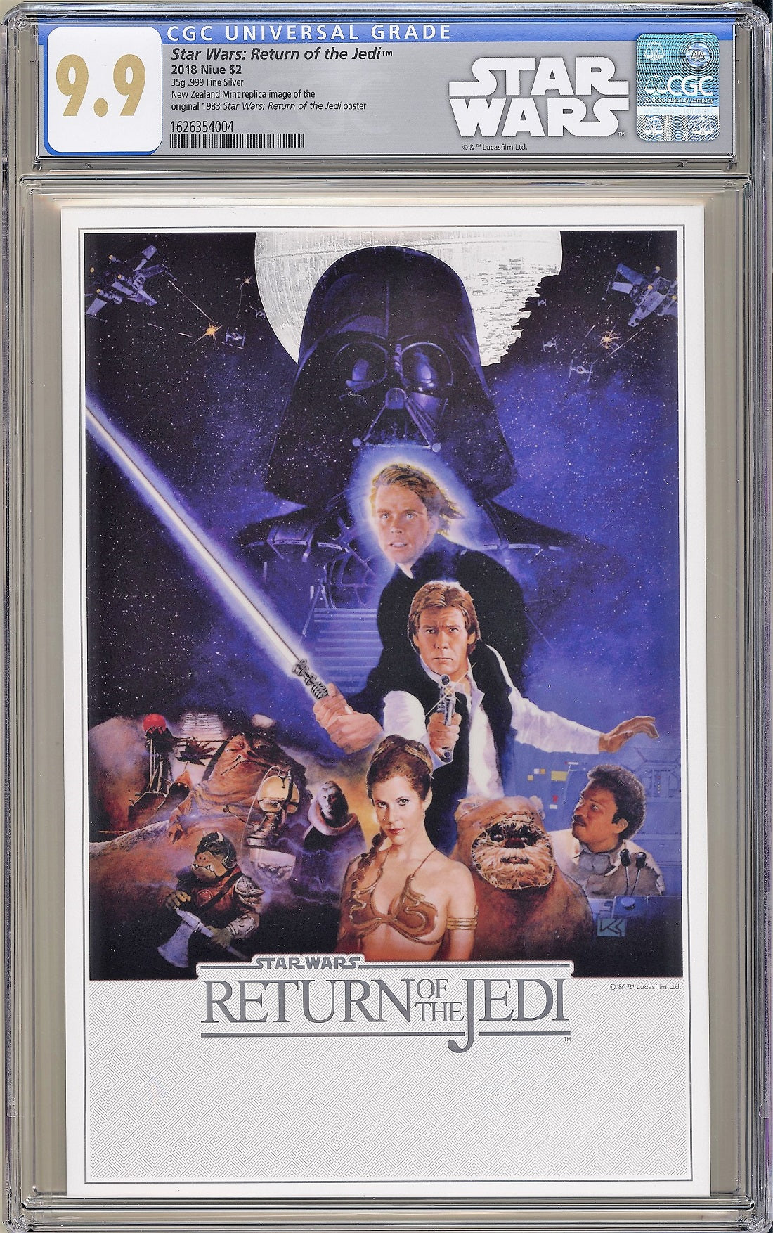 CGC STAR WARS: RETURN OF THE JEDI - PREMIUM 35g PURE SILVER FOIL (9.9)