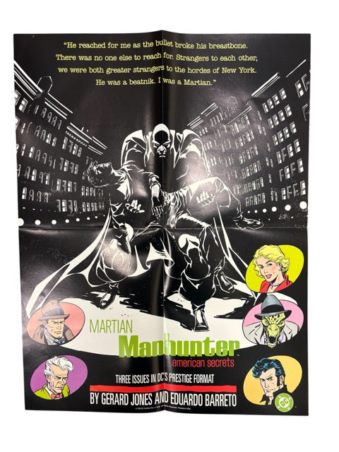 VINTAGE (1992) MARTIAN MANHUNTER AMERICAN SECRETS FOLDED PROMO POSTER