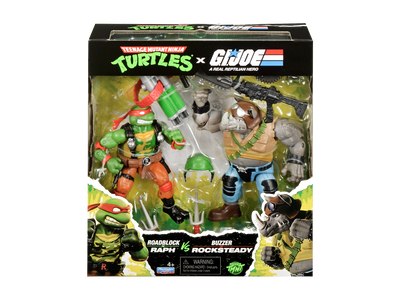 TEENAGE MUTANT NINJA TURTLES X G.I JOE ROADBLOCK RAPH VS BUZZER ROCKSTEADY 2 PACK AF