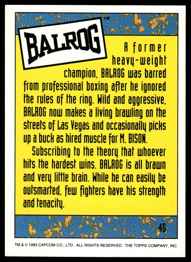 1993 TOPPS STREET FIGHTER II #45 BALROG