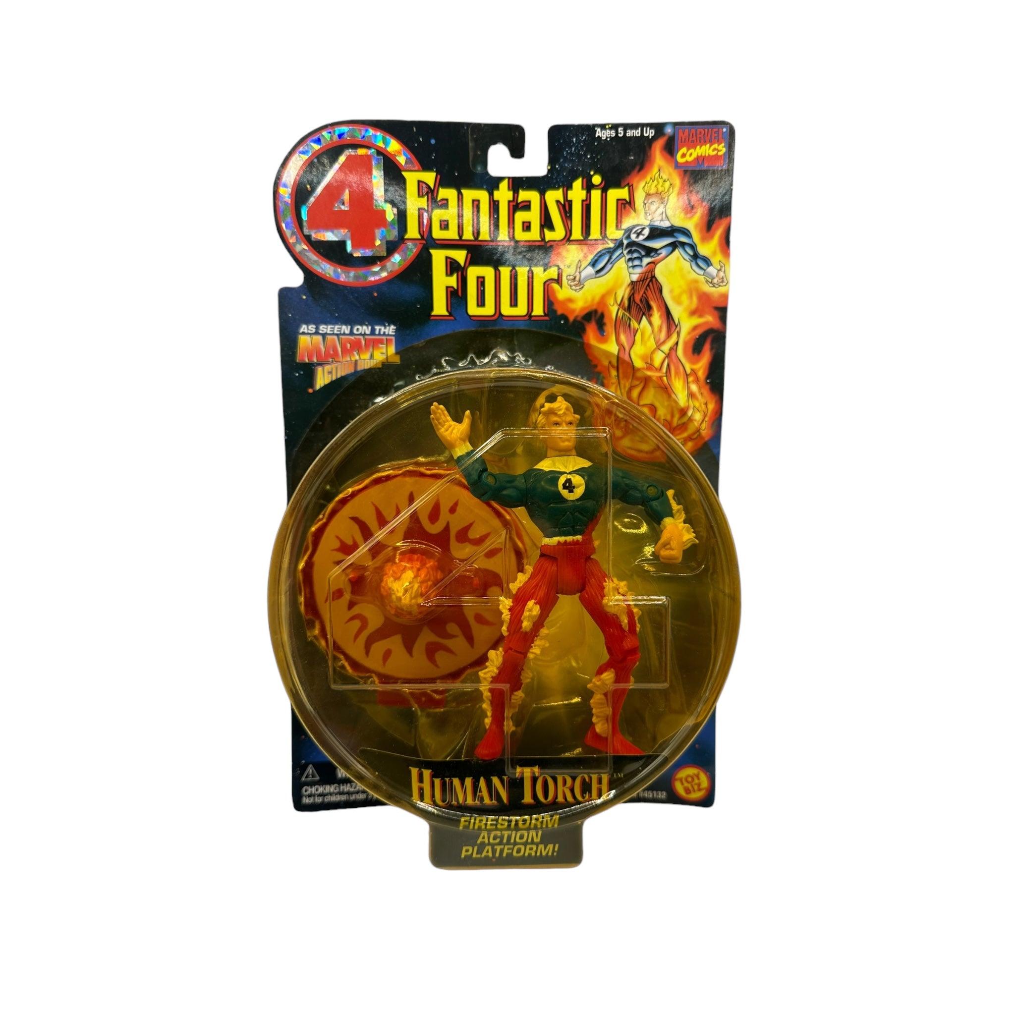 1996 TOYBIZ FANTASTIC FOUR SERIES 4 HUMAN TORCH (YELLOW BUBBLE) AF - Kings Comics