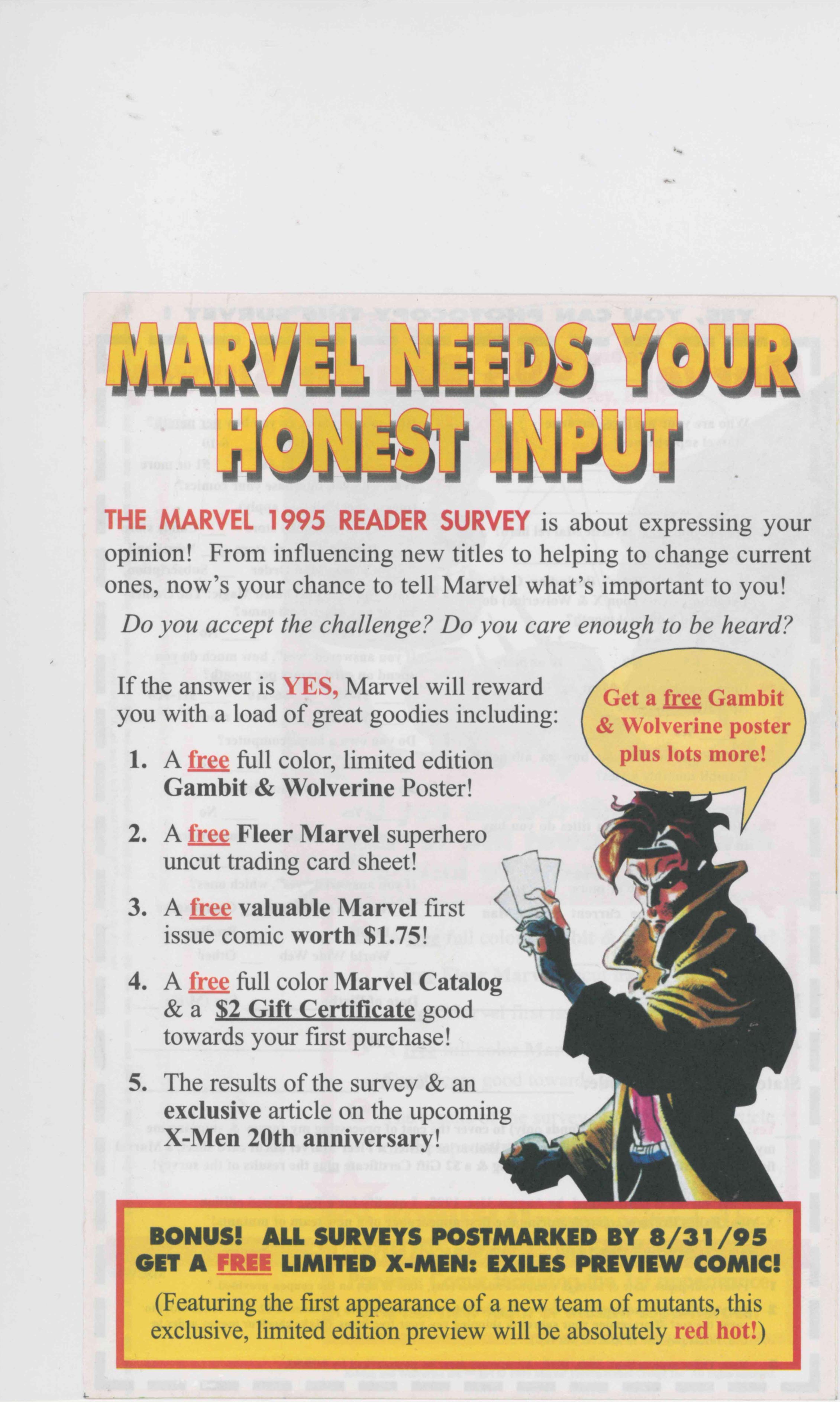 1995 MARVEL READER SURVEY