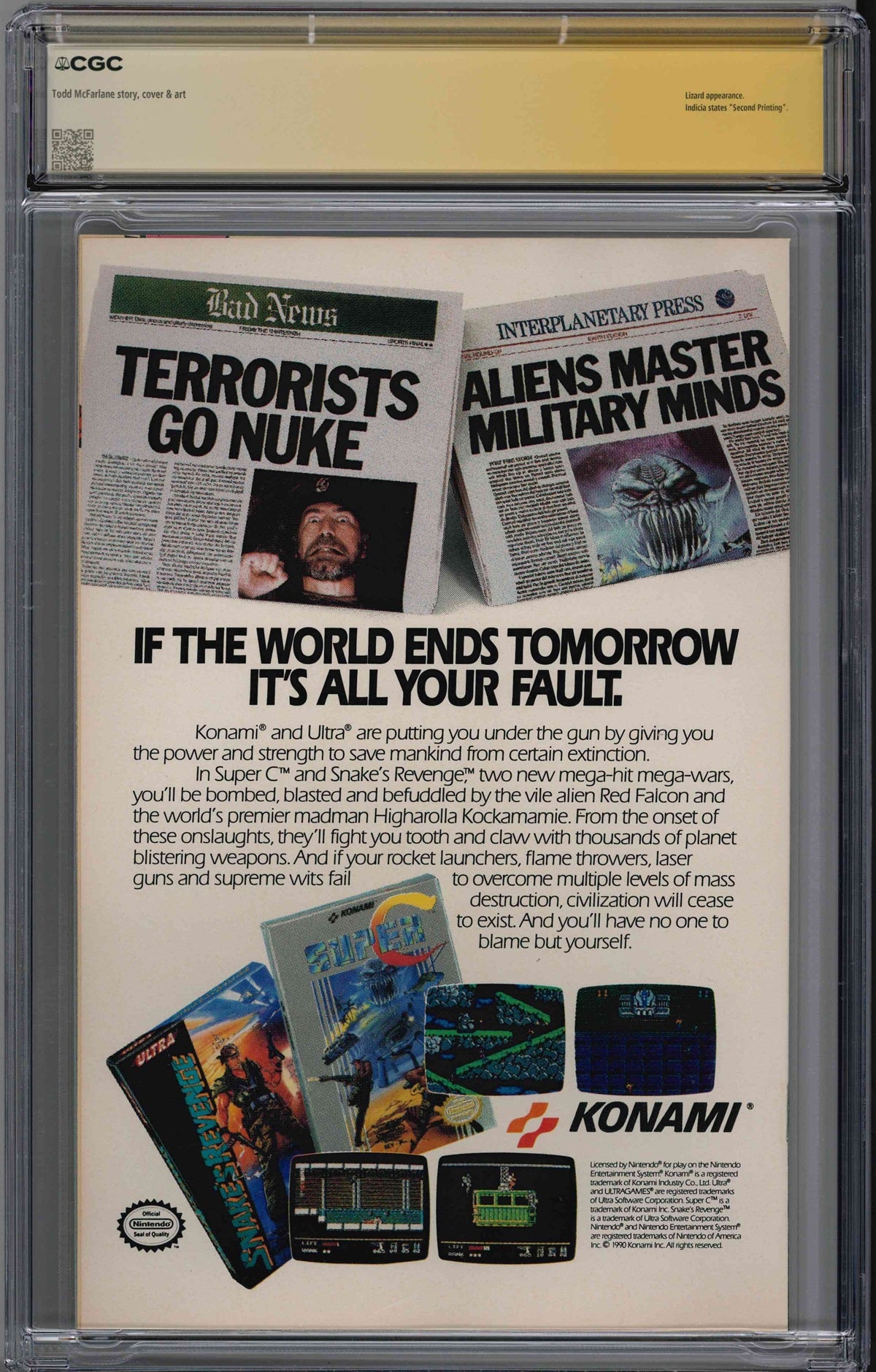 CGC SPIDER-MAN (1990) #1 GOLD EDITION (9.8) SIGNATURE SERIES - SIGNED BY TODD MCFARLANE