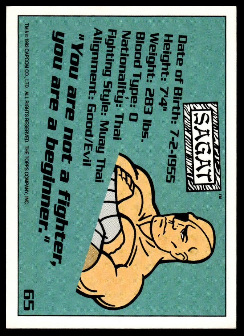 1993 TOPPS STREET FIGHTER II #65 SAGAT