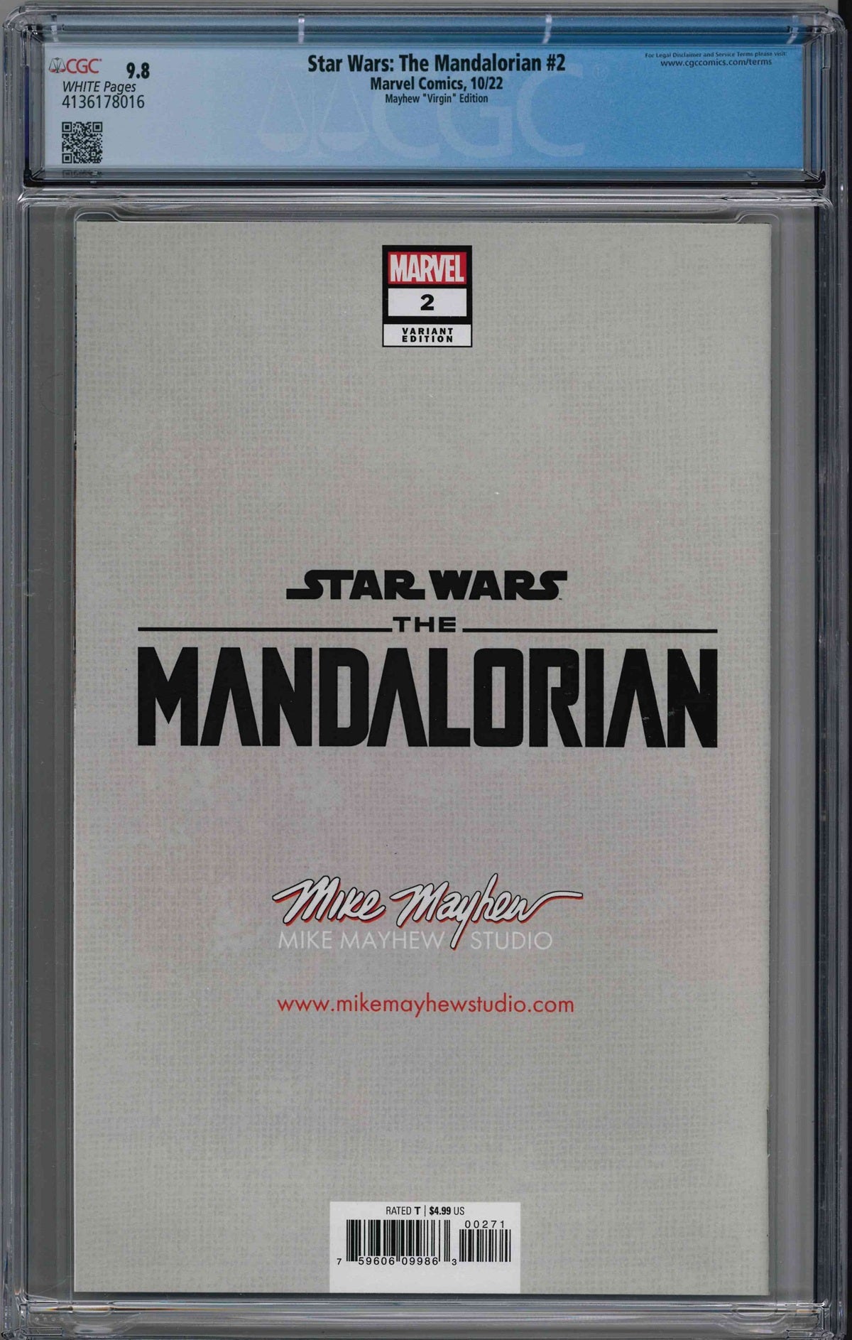 CGC STAR WARS: THE MANDALORIAN #2 MAYHEW VIRGIN EDITION (9.8)