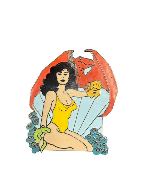 INCREDIBLY RARE PLANET STUDIOS MARK SCHULTZ HANNAH DUNDEE CADILLACS AND DINOSAURS PIN (1993)