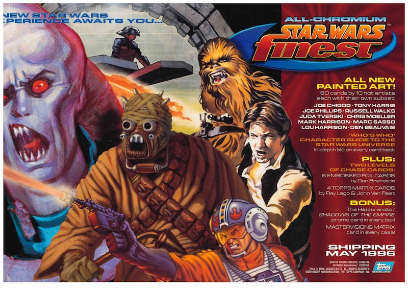 1997 TOPPS STAR WARS FINEST ALL-CHROMIUM UNCUT PROMO CARD SHEET