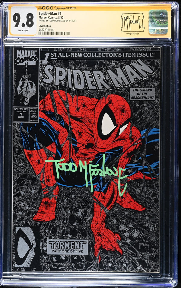 CGC SPIDER-MAN (1990) #1 SILVER EDITION (9.8) SIGNATURE SERIES - SIGNED BY TODD MCFARLANE