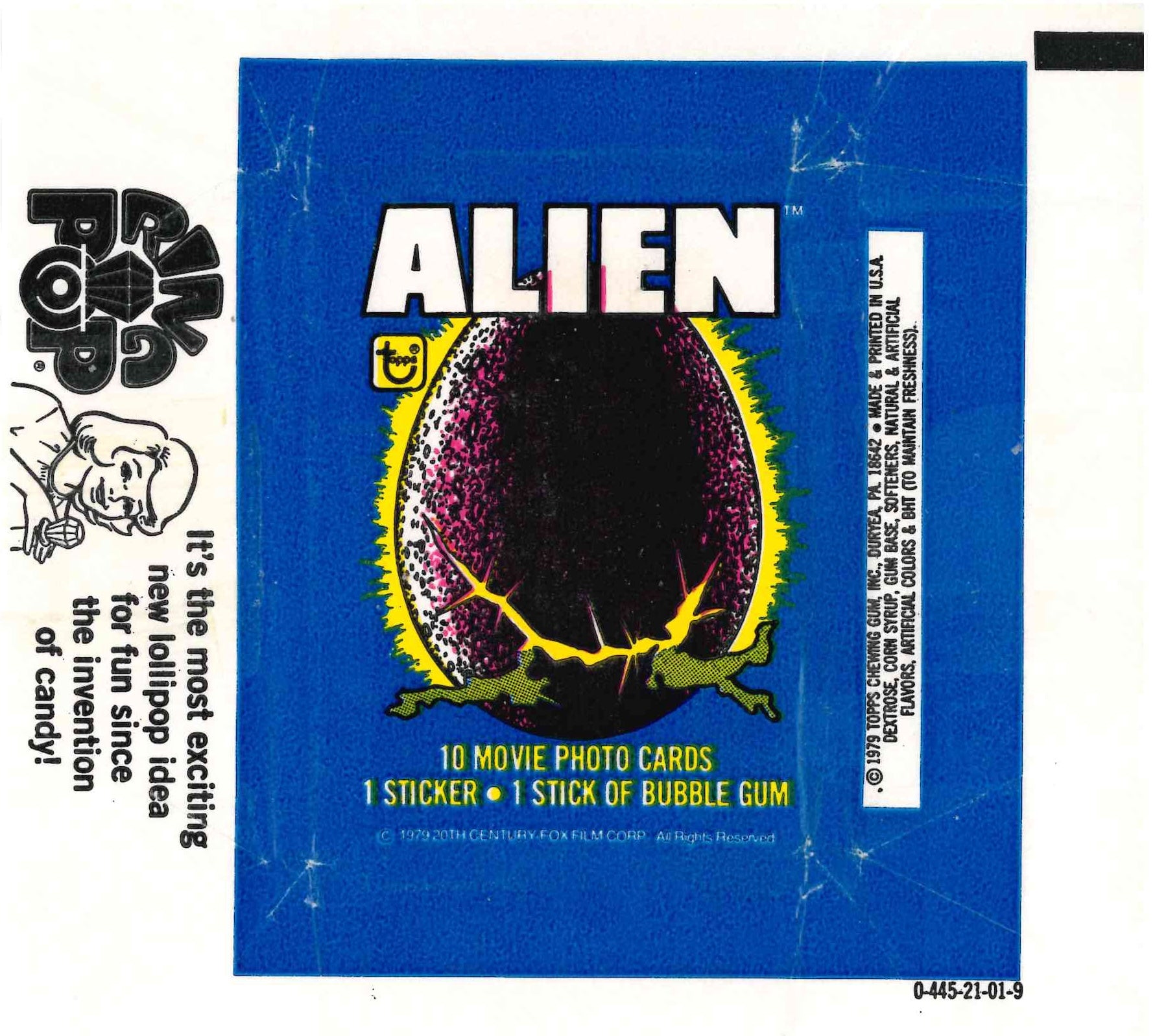 1979 TOPPS ALIENS EMPTY WRAPPER - RING POP