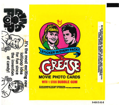 1978 TOPPS GREASE YELLOW EMPTY WRAPPER - RING POP