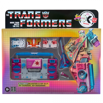 TRANSFORMERS JEM AND THE HOLOGRAMS AUTOBOT BLASTER AND KP GLIT, KP SUNDOR AND KP ROSANNA AF
