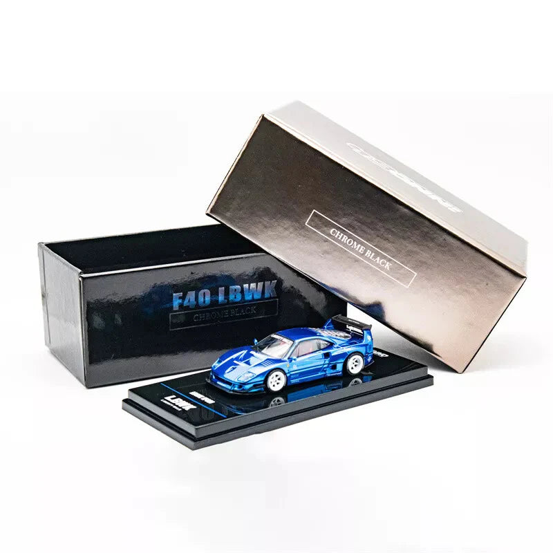 INNO64 1/64 LIBERTY WALK FERRARI F40 CHROME BLACK - BLUE CHASE