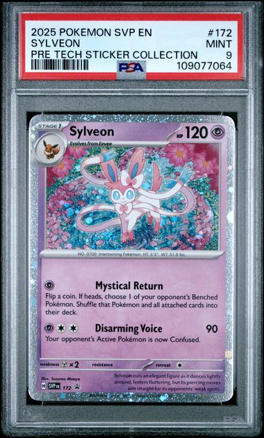 2025 POKEMON SVP EN #172 SYLVEON PRE TECH STICKER COLL PSA 9