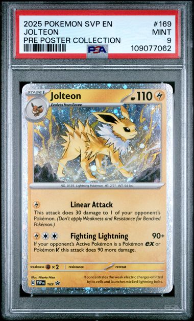 2025 POKEMON SVP EN #169 JOLTEON (COSMOS HOLO) PRE POSTER COLLECTION PSA 9