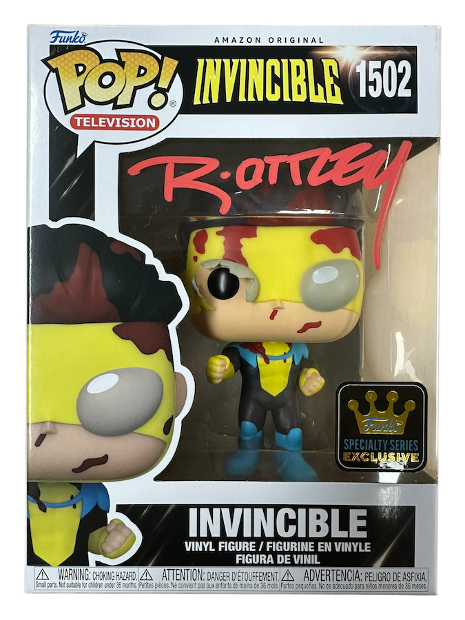 POP SPECIALTY SERIES TV INVINCIBLE INVINCIBLE BLOODY VINYL FIG SIGNED BY RYAN OTTLEY