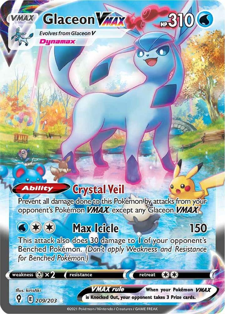 POKEMON TCG: EVOLVING SKIES GLACEON VMAX (ALTERNATE ART SECRET) 209/203 ULTRA RARE