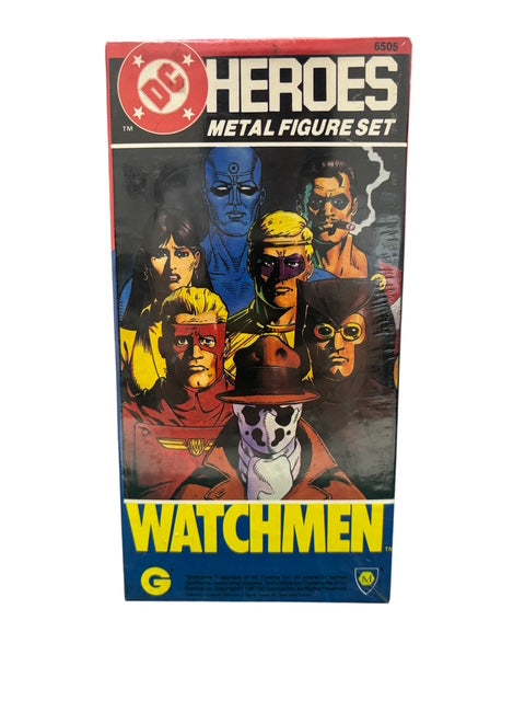 VINTAGE DC HEROES WATCHMEN METAL FIGURE SET (1987) - UNOPENED IN ORIGINAL SHRINKWRAP